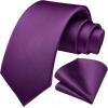 imageHISDERN Mens Ties Solid Color Ties for Men Formal Necktie with Pocket Square Set Satin Silk Neck Tie Handkerchiefs SetDpurple Dark