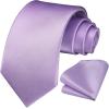 imageHISDERN Mens Ties Solid Color Ties for Men Formal Necktie with Pocket Square Set Satin Silk Neck Tie Handkerchiefs SetDpurple Lavender