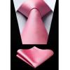imageHISDERN Mens Ties Solid Color Ties for Men Formal Necktie with Pocket Square Set Satin Silk Neck Tie Handkerchiefs SetEpink