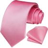 imageHISDERN Mens Ties Solid Color Ties for Men Formal Necktie with Pocket Square Set Satin Silk Neck Tie Handkerchiefs SetEpink