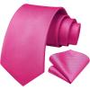 imageHISDERN Mens Ties Solid Color Ties for Men Formal Necktie with Pocket Square Set Satin Silk Neck Tie Handkerchiefs SetEpink Hot