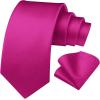 imageHISDERN Mens Ties Solid Color Ties for Men Formal Necktie with Pocket Square Set Satin Silk Neck Tie Handkerchiefs SetEpink Hot1