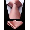 imageHISDERN Mens Ties Solid Color Ties for Men Formal Necktie with Pocket Square Set Satin Silk Neck Tie Handkerchiefs SetEpink Rose Gold
