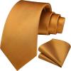 imageHISDERN Mens Ties Solid Color Ties for Men Formal Necktie with Pocket Square Set Satin Silk Neck Tie Handkerchiefs SetFbrowze Gold