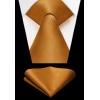 imageHISDERN Mens Ties Solid Color Ties for Men Formal Necktie with Pocket Square Set Satin Silk Neck Tie Handkerchiefs SetFbrowze Gold