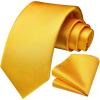 imageHISDERN Mens Ties Solid Color Ties for Men Formal Necktie with Pocket Square Set Satin Silk Neck Tie Handkerchiefs SetGyellow Mustard