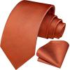 imageHISDERN Mens Ties Solid Color Ties for Men Formal Necktie with Pocket Square Set Satin Silk Neck Tie Handkerchiefs SetHburnt Orange