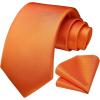 imageHISDERN Mens Ties Solid Color Ties for Men Formal Necktie with Pocket Square Set Satin Silk Neck Tie Handkerchiefs SetHorange