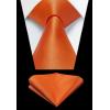 imageHISDERN Mens Ties Solid Color Ties for Men Formal Necktie with Pocket Square Set Satin Silk Neck Tie Handkerchiefs SetHorange