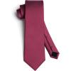 imageHISDERN Mens Ties Solid Color Ties for Men Formal Necktie with Pocket Square Set Satin Silk Neck Tie Handkerchiefs SetIred Burgundy