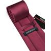 imageHISDERN Mens Ties Solid Color Ties for Men Formal Necktie with Pocket Square Set Satin Silk Neck Tie Handkerchiefs SetIred Burgundy