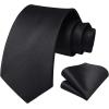 imageHISDERN Mens Ties Solid Color Ties for Men Formal Necktie with Pocket Square Set Satin Silk Neck Tie Handkerchiefs SetKblack