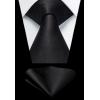 imageHISDERN Mens Ties Solid Color Ties for Men Formal Necktie with Pocket Square Set Satin Silk Neck Tie Handkerchiefs SetKblack