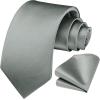 imageHISDERN Mens Ties Solid Color Ties for Men Formal Necktie with Pocket Square Set Satin Silk Neck Tie Handkerchiefs SetLgrey Bright