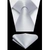 imageHISDERN Mens Ties Solid Color Ties for Men Formal Necktie with Pocket Square Set Satin Silk Neck Tie Handkerchiefs SetMsilver