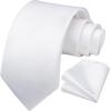 imageHISDERN Mens Ties Solid Color Ties for Men Formal Necktie with Pocket Square Set Satin Silk Neck Tie Handkerchiefs SetNwhite