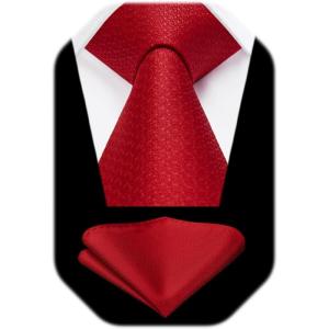 imageHISDERN Mens Ties Solid Color Ties for Men Formal Necktie with Pocket Square Set Satin Silk Neck Tie Handkerchiefs SetIred Light