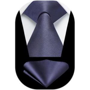 imageHISDERN Mens Ties Solid Color Ties for Men Formal Necktie with Pocket Square Set Satin Silk Neck Tie Handkerchiefs SetLgrey Dark