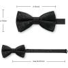 imageHISDERN Bow Ties for Men PreTied Bow Tie Floral Paisley Handkerchief Classic Formal Bowtie and Pocket Square Cufflinks Set01black Floral