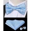imageHISDERN Bow Ties for Men PreTied Bow Tie Floral Paisley Handkerchief Classic Formal Bowtie and Pocket Square Cufflinks Set02paisley Light Blue