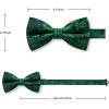 imageHISDERN Bow Ties for Men PreTied Bow Tie Floral Paisley Handkerchief Classic Formal Bowtie and Pocket Square Cufflinks Set03green Floral
