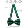 imageHISDERN Bow Ties for Men PreTied Bow Tie Floral Paisley Handkerchief Classic Formal Bowtie and Pocket Square Cufflinks Set03green Floral