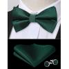 imageHISDERN Bow Ties for Men PreTied Bow Tie Floral Paisley Handkerchief Classic Formal Bowtie and Pocket Square Cufflinks Set03green Plaid