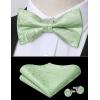 imageHISDERN Bow Ties for Men PreTied Bow Tie Floral Paisley Handkerchief Classic Formal Bowtie and Pocket Square Cufflinks Set03sage Green Paisley