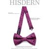 imageHISDERN Bow Ties for Men PreTied Bow Tie Floral Paisley Handkerchief Classic Formal Bowtie and Pocket Square Cufflinks Set04hot Pink