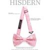 imageHISDERN Bow Ties for Men PreTied Bow Tie Floral Paisley Handkerchief Classic Formal Bowtie and Pocket Square Cufflinks Set04hot Pink Paisley