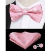 imageHISDERN Bow Ties for Men PreTied Bow Tie Floral Paisley Handkerchief Classic Formal Bowtie and Pocket Square Cufflinks Set04hot Pink Paisley