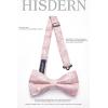 imageHISDERN Bow Ties for Men PreTied Bow Tie Floral Paisley Handkerchief Classic Formal Bowtie and Pocket Square Cufflinks Set04pink Floral