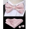 imageHISDERN Bow Ties for Men PreTied Bow Tie Floral Paisley Handkerchief Classic Formal Bowtie and Pocket Square Cufflinks Set04pink Floral