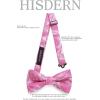 imageHISDERN Bow Ties for Men PreTied Bow Tie Floral Paisley Handkerchief Classic Formal Bowtie and Pocket Square Cufflinks Set04pink Paisley