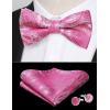 imageHISDERN Bow Ties for Men PreTied Bow Tie Floral Paisley Handkerchief Classic Formal Bowtie and Pocket Square Cufflinks Set04pink Paisley