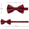 imageHISDERN Bow Ties for Men PreTied Bow Tie Floral Paisley Handkerchief Classic Formal Bowtie and Pocket Square Cufflinks Set04red Floral