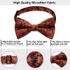 imageHISDERN Bow Ties for Men PreTied Bow Tie Floral Paisley Handkerchief Classic Formal Bowtie and Pocket Square Cufflinks Set05orange Floral