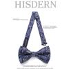 imageHISDERN Bow Ties for Men PreTied Bow Tie Floral Paisley Handkerchief Classic Formal Bowtie and Pocket Square Cufflinks Set07dark Purple