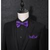 imageHISDERN Bow Ties for Men PreTied Bow Tie Floral Paisley Handkerchief Classic Formal Bowtie and Pocket Square Cufflinks Set07dark Purple1