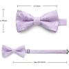 imageHISDERN Bow Ties for Men PreTied Bow Tie Floral Paisley Handkerchief Classic Formal Bowtie and Pocket Square Cufflinks Set07purple