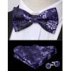 imageHISDERN Bow Ties for Men PreTied Bow Tie Floral Paisley Handkerchief Classic Formal Bowtie and Pocket Square Cufflinks Set07purple Floral