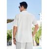 imageHISDERN Mens Casual Button Down Shirt Short Sleeve Cuban Collar Beach Shirts for Men Summer Button Up Guayabera ShirtsBwhite