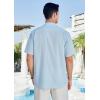 imageHISDERN Mens Casual Button Down Shirt Short Sleeve Cuban Collar Beach Shirts for Men Summer Button Up Guayabera ShirtsCblue