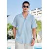 imageHISDERN Mens Casual Button Down Shirt Short Sleeve Cuban Collar Beach Shirts for Men Summer Button Up Guayabera ShirtsCblue