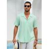 imageHISDERN Mens Casual Button Down Shirt Short Sleeve Cuban Collar Beach Shirts for Men Summer Button Up Guayabera ShirtsDgreen