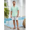 imageHISDERN Mens Casual Button Down Shirt Short Sleeve Cuban Collar Beach Shirts for Men Summer Button Up Guayabera ShirtsDgreen