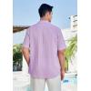 imageHISDERN Mens Casual Button Down Shirt Short Sleeve Cuban Collar Beach Shirts for Men Summer Button Up Guayabera ShirtsFpurple