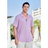 imageHISDERN Mens Casual Button Down Shirt Short Sleeve Cuban Collar Beach Shirts for Men Summer Button Up Guayabera ShirtsFpurple