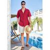 imageHISDERN Mens Casual Button Down Shirt Short Sleeve Cuban Collar Beach Shirts for Men Summer Button Up Guayabera ShirtsGred