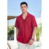 imageHISDERN Mens Casual Button Down Shirt Short Sleeve Cuban Collar Beach Shirts for Men Summer Button Up Guayabera ShirtsGred